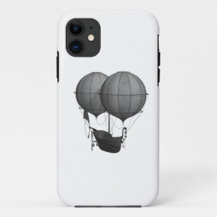Steampunk Design Black en White Flying Machine iPhone 11 Hoesje