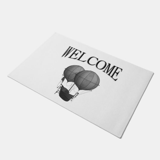 Steampunk Design Black en White Flying Machine Deurmat (Schuin)