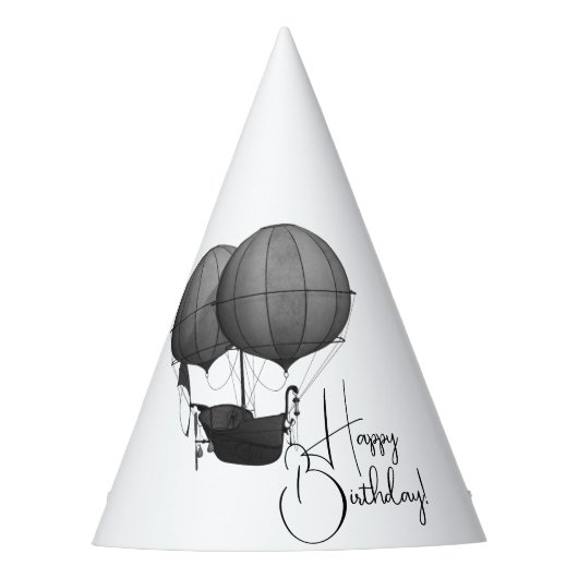 Steampunk Design Black en White Flying Machine Feesthoedjes (Voorkant)