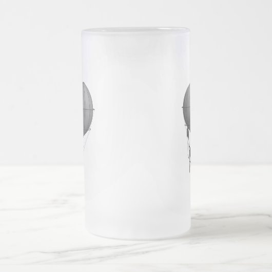 Steampunk Design Black en White Flying Machine Matglas Bierpul (Center)