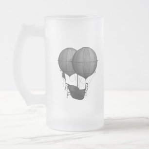 Steampunk Design Black en White Flying Machine Matglas Bierpul