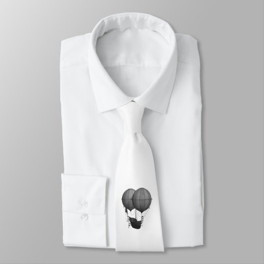 Steampunk Design Black en White Flying Machine Stropdas (Gebonden)