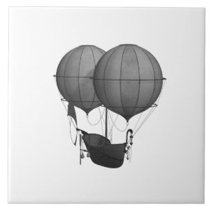 Steampunk Design Black en White Flying Machine Tegeltje