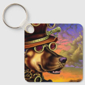 Steampunk Digital Art Dog-portret Sleutelhanger (Voorkant)