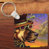 Steampunk Digital Art Dog-portret Sleutelhanger (Voorkant)