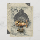 Steampunk Dirigibele ballonvaarde Briefkaart (Voorkant / Achterkant)