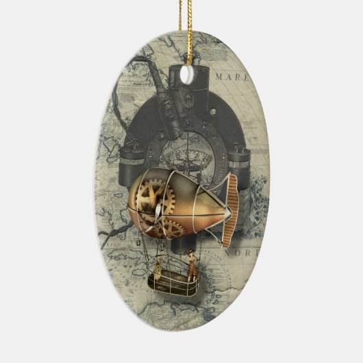 Steampunk Dirigibele ballonvaarde Keramisch Ornament (Rechts)