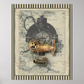 Steampunk Dirigibele ballonvaarde Poster (Voorkant)