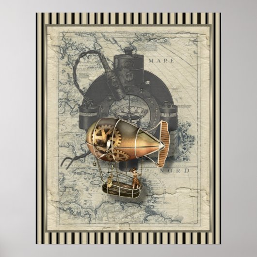 Steampunk Dirigibele ballonvaarde Poster (Voorkant)