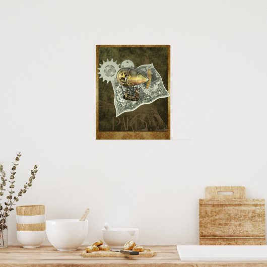 Steampunk Dirigible Air Tour Impression murale (Cuisine)
