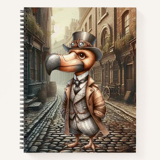Steampunk Dodo Spiral Notitieboek (Voorkant)