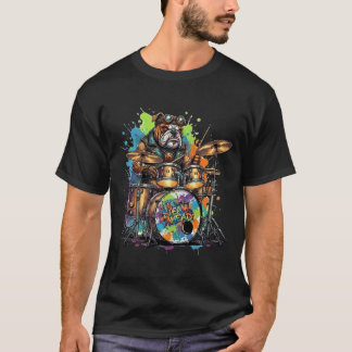 Steampunk Dog Drummer  T-shirt