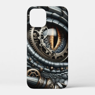 Steampunk Dragon Eye Close-up AI Art iPhone 12 Mini Hoesje