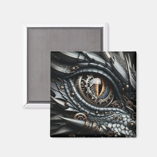Steampunk Dragon Eye Close-up AI Art Magneet (Voorkant / Achterkant)