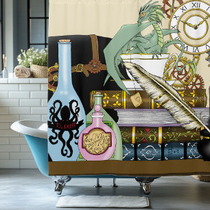 Steampunk Dragon Potions Boeken Douchegordijn