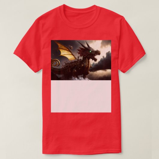 Steampunk Dragon Rijden op het Storm T-shirt (Design voorkant)