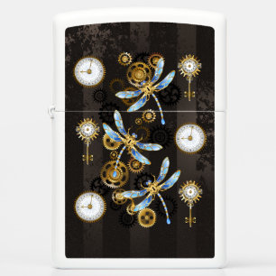 Steampunk Dragonflies op bruine gestreepte achterg