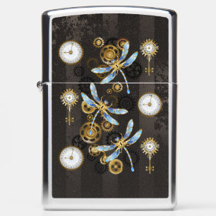 Steampunk Dragonflies op bruine gestreepte achterg