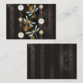 Steampunk Dragonflies op bruine gestreepte achterg Aanbevelingskaartje (Voorkant / Achterkant)