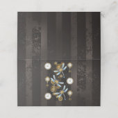 Steampunk Dragonflies op bruine gestreepte achterg Afsprakenkaart (Buitenkant ongevouwen)