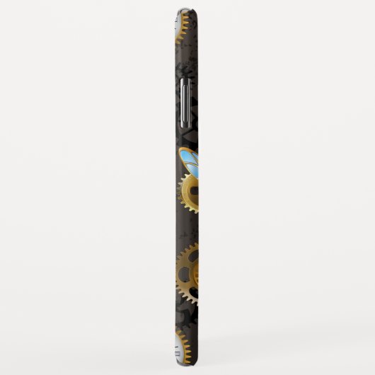 Steampunk Dragonflies op bruine gestreepte achterg Case-Mate iPhone Case (Achterkant/rechts)