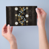 Steampunk Dragonflies op bruine gestreepte achterg Flyer (Hand)