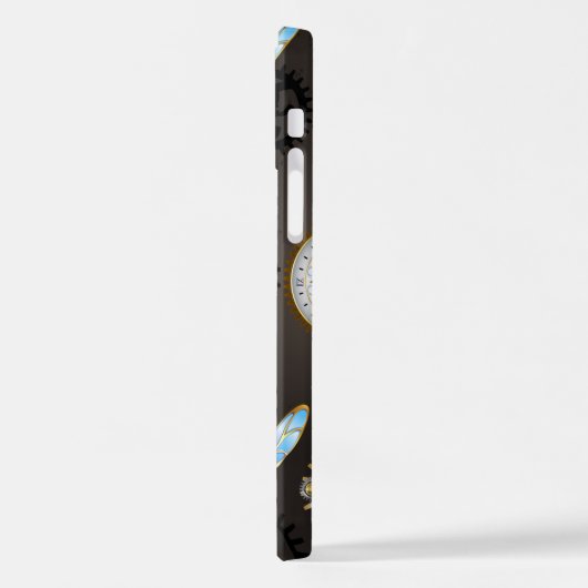 Steampunk Dragonflies op bruine gestreepte achterg iPhone Hoesje (Linkerkant)