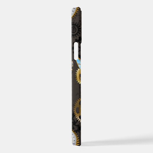 Steampunk Dragonflies op bruine gestreepte achterg iPhone Hoesje (Rechterkant)