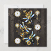 Steampunk Dragonflies op bruine gestreepte achterg Kaart (Voorkant)