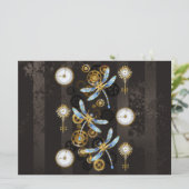 Steampunk Dragonflies op bruine gestreepte achterg Kaart (Staand voorkant)