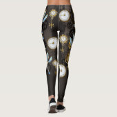 Steampunk Dragonflies op bruine gestreepte achterg Leggings (Achterkant)