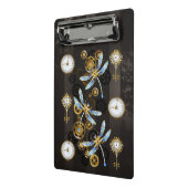 Steampunk Dragonflies op bruine gestreepte achterg Mini Klembord (Angled2)