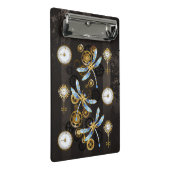 Steampunk Dragonflies op bruine gestreepte achterg Mini Klembord (Schuin)