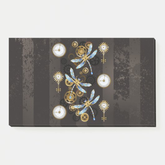Steampunk Dragonflies op bruine gestreepte achterg Post-it® Notes (Voorkant)