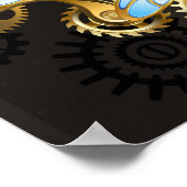 Steampunk Dragonflies op bruine gestreepte achterg Poster (Hoek)