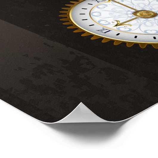 Steampunk Dragonflies op bruine gestreepte achterg Poster (Hoek)