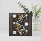 Steampunk Dragonflies op bruine gestreepte achterg Programma (Staand voorkant)