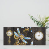 Steampunk Dragonflies op bruine gestreepte achterg Programma (Staand voorkant)