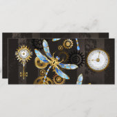 Steampunk Dragonflies op bruine gestreepte achterg Programma (Voorkant / Achterkant)