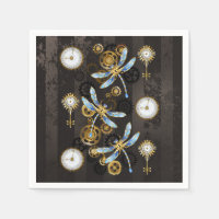 Steampunk Dragonflies op bruine gestreepte achterg