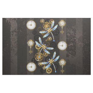 Steampunk Dragonflies op bruine gestreepte achterg Stof