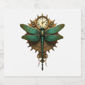 Steampunk Dragonfly Victorian Art Mechanical Steam Sparkling Wijnetiket (Enkel label)