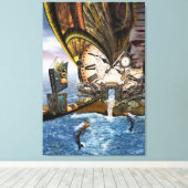 Steampunk drakenboek canvas afdruk (Insitu (Houten vloer))