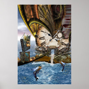 Steampunk drakenboek poster