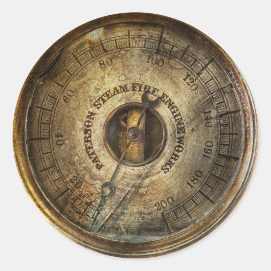 Steampunk - Drukmeter Ronde Sticker (Voorkant)