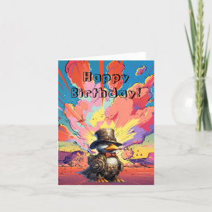 Steampunk Duck voor een Cartoon explosie Bedankkaart