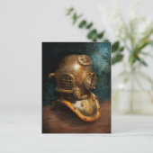 Steampunk - Duiken - De duikhelm Briefkaart (Staand voorkant)