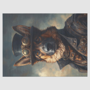 Steampunk Duitse herder in hoge hoed Tissuepapier