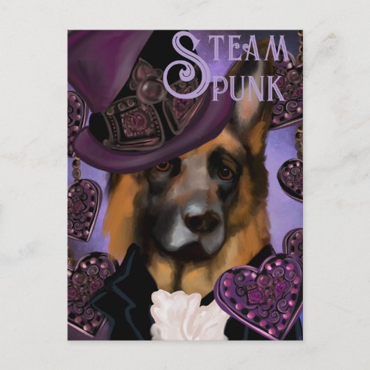 Steampunk Duitse Herdershond Briefkaart (Voorkant)