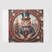 Steampunk edele rode kat in een lijst tissuepapier (Voorkant)